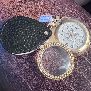 Joan Rivers Goldtone Vintage Pocket Watch with Magnifying Loupe